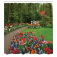 thumbnail image 3 of Ambesonne Floral Shower Curtain, Spring Garden Forest, 69"Wx75"L, Green and Purple, 3 of 5