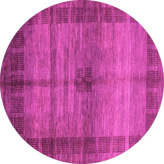 Ahgly Company Indoor Round Abstract Pink Modern Area Rugs, 7' Round