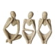 thumbnail image 1 of 3 piezas de estatuas de personas pensantes, esculturas, adornos de mesa, arte moderno coleccionable, hecho a mano Marrón, 1 of 9