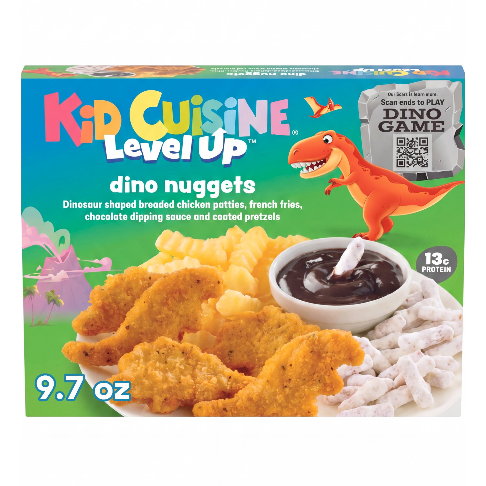 Kid Cuisine Level Up Dino Chicken Nuggets, Frozen Meal, 13g Protein, 9.7 oz.