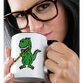 thumbnail image 2 of 3dRose, Cute Funny Green T-rex Dinosaur Playing Flute Cartoon, 15oz Two-Tone Black Mug, 2 of 7