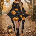 thumbnail image 2 of Fewfanhot Robes d'Halloween pour Femmes Décontractées à Col Rond avec Imprimés Effrayants et Style Asymétrique Robe à Enfiler Patchwork, 2 of 5