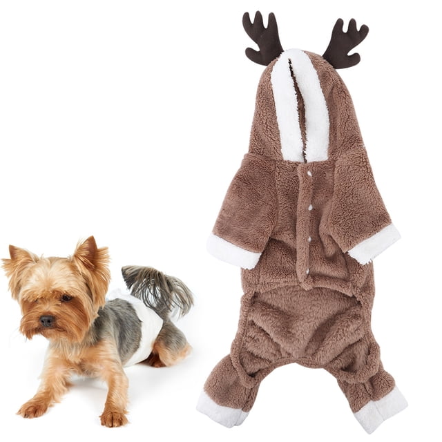 Otoño Invierno Coral Fleece Espesar Botón Cálido Lindo Traje de Navidad Ropa para Gatos Perros