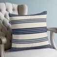 thumbnail image 4 of Pillow Covers 16x16 Set of 2, Navy Blue Striped Throw Pillow Covers Decorative Couch Cushion Cover, Modern Geometric Horizontal Stripes Beige Microfiber Soft Pillowcases for Bedroom Living Room Sofa, 4 of 9