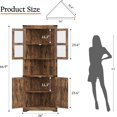 thumbnail image 3 of EastVita 67 inch Tall Corner Storage Cabinet with Lights Farmhouse Wooden Corner Hutch with Glass Doors Adjustable Shelves Display Cabinet Brown, 3 of 6