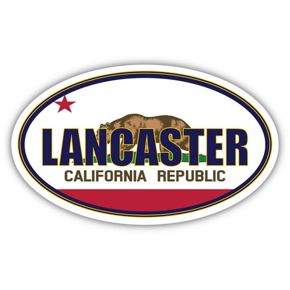 Lancaster City California State Flag | CA Flag Los Angeles County Oval State Colors Bumper Sticker Car Decal 3x5 inches