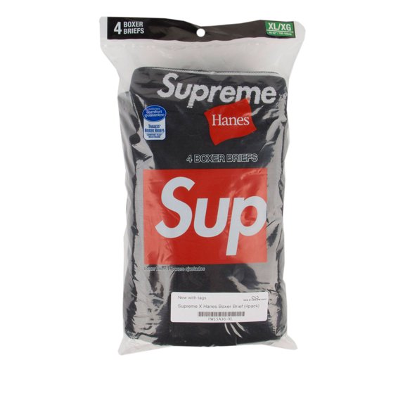 Supreme Mens X Hanes Boxer Brief (4pack) Black