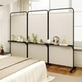 thumbnail image 4 of Costway 3-Panel Room Divider with Storage Shelves 6FT Tall Folding Privacy Screen on Wheels White, 4 of 10