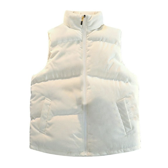 Xysaqa Men's Corduroy Sleeveless Padded Jacket Coat Vests Warm Stand Collar Puffer Vests for Men Outdoor Casual Vests with Pockets M-4XL (Regular & Big & Tall Size)