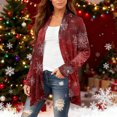 thumbnail image 6 of Women's Fashionable Loose-Fit Casual Cardigan with Christmas Print Mid-Length Coat for Holiday Outfits and Comfortable Wear,Deep Red,M, 6 of 6