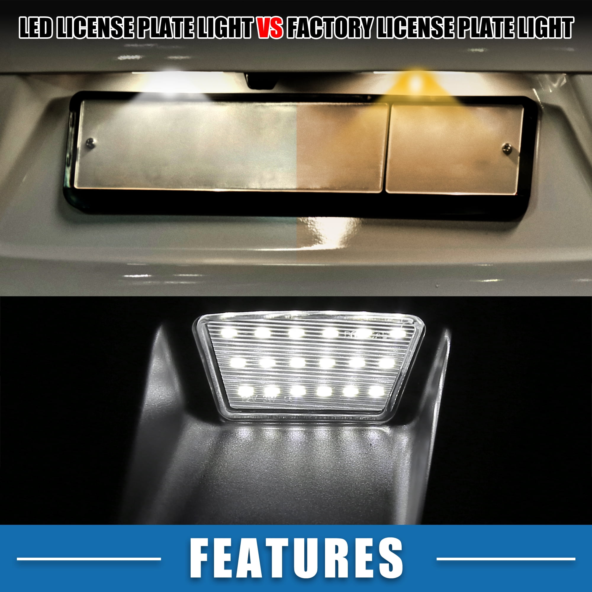 2 Pcs Car LED License Plate Light Assembly No.XFC100550 for Land Rover Defender 90 1994-1997