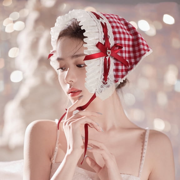 OUNONA Red Triangle Hair Scarf Lace Bandana Versatile Headband for Vacation and Decor