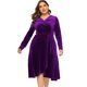 thumbnail image 1 of Vestido de talla grande para mujer Cuello cruzado de terciopelo Cuello en V Cintura alta Drapeado Ma Abanopi Morado/XXXXL, 1 of 5