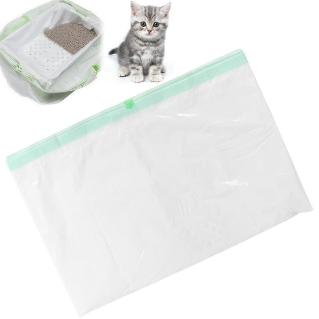 Litter Filter Bag, Plastic Cat Litter Lining Filter Waster Convenient 7pcs With Drawstring Handle Leaking Hole For Change Cat Litter S,L