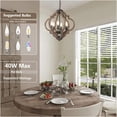 thumbnail image 3 of JERFIT 6-Light Farmhouse Orb Chandelier with Wood Beads, Dimmable Hanging Pendant Light for Dining Room Kitchen Island Bedroom Entryway, 3 of 8