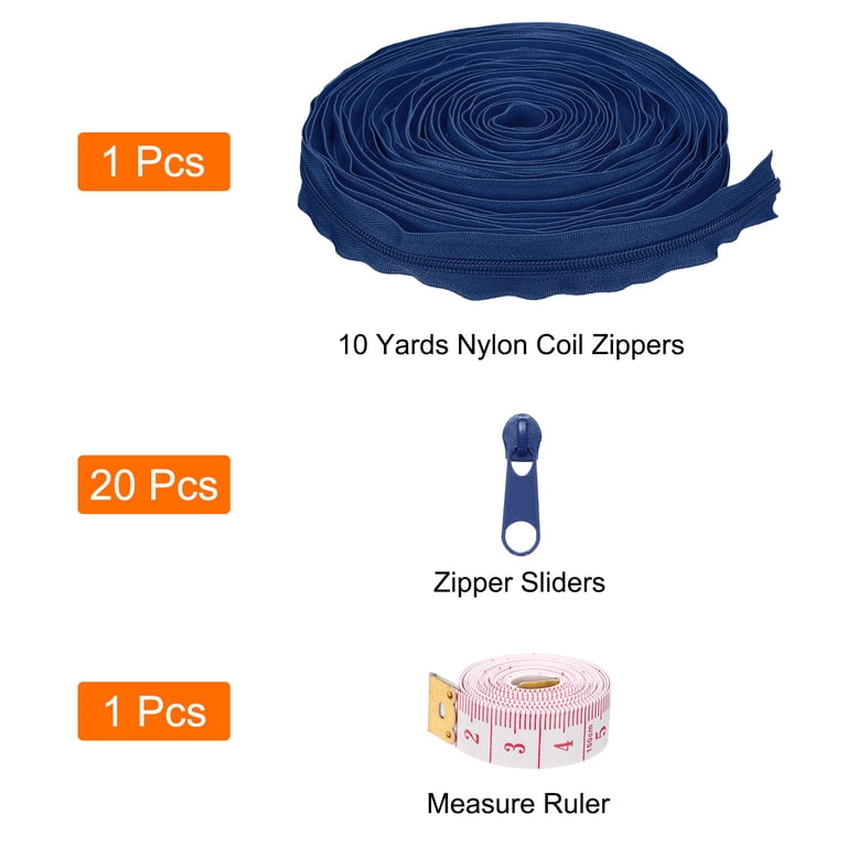 10 Yards Of #5 Nylon Coil Zipper With 20 Sliders - Bulk Zipper For Sewing, Bags & Crafts