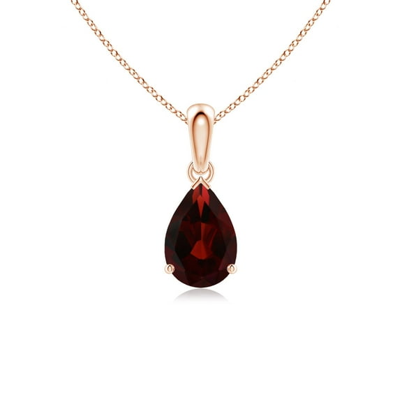 Angara Necklace - Natural 1.5 ct Garnet Solitaire Pendant Necklace in 14K Rose Gold for Women (Size-9x6mm) | January Birthstone Jewelry, Birthday, Anniversary, Christmas, Jewelry Gift for Women