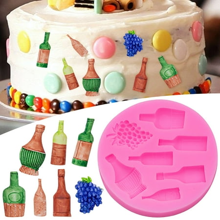 

NIUREDLTD Baking Decoration Accessories Grapes And Bottles Flip Sugar Cake Silicone Tools Grape Chocolate Clay Cake Decoration
