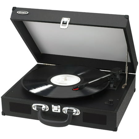 Spectra Merchandising JEN-JTA-410-BKM Portable 3-Speed Turntable w/ (Best Rated Portable Turntable With Speakers)