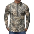 thumbnail image 3 of Realistic Camo Quarter Zip Pullover for Men, Long Sleeve Hunting Fishing Jersey with Moisture Wicking Quick Dry Fabric - Lightweight Outdoor Athletic Performance Tops Brown M, 3 of 6
