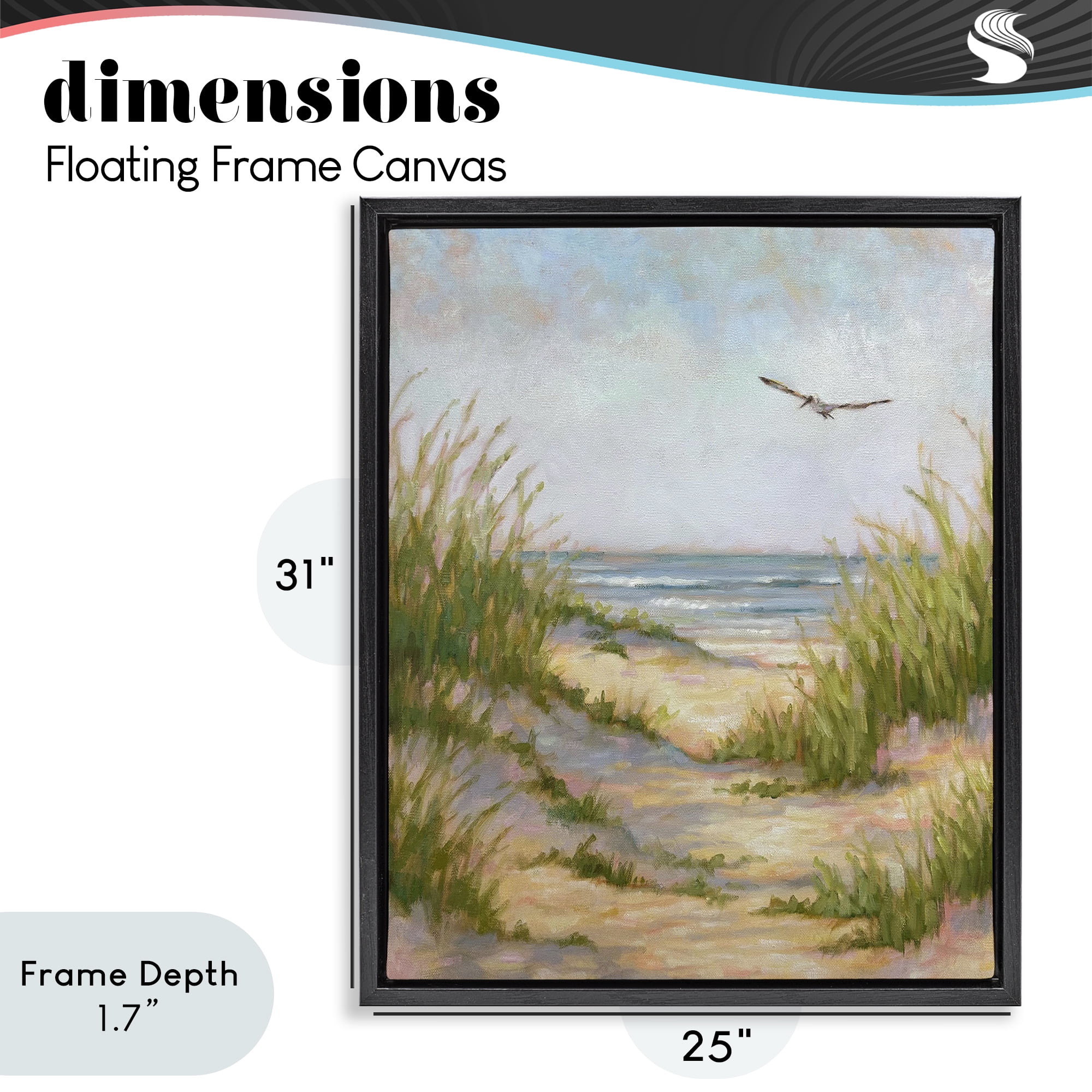 Stupell Industries Peaceful Beach Sand Dunes Black Framed Floater Canvas Wall Art, design by Linda Sperruzzi