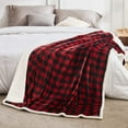 thumbnail image 6 of Sherpa Fleece Flannel Blanket Twin Size, Super Soft Warm Buffalo Plaid Plush Microfiber Blankets, Cozy Fuzzy Christmas Blanket for Couch Sofa Bed (Red, 60" x 80"), 6 of 6