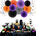 thumbnail image 5 of NestE Orange Black Purple Halloween Party-Decorations - 33Pcs Banner,Streamers Tassel Garland,Tissue Pom Poms Honeycomb,Paper Lantern Fan,Birthday Wedding Baby Bridal Shower Decor, 5 of 14