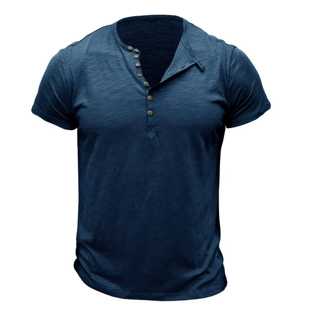 Besolor T-Shirts d'Été Décontractés pour Hommes, Col Rond, Boutonnés, Manches Courtes, Coupe Ample, Évacuation de l'Humidité, Hauts d'Entraînement, Tee