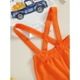 thumbnail image 6 of Suealasg Baby Boys Girls Thanksgiving Clothes Long Sleeve Pumpkin Letter Print Romper Suspender Pants Hat Sets 3 6 12 18 Months Infant 3Pcs Thanksgiving Holiday Outfits, 6 of 7