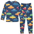 thumbnail image 2 of FORMRS Long Sleeve Top and Pants Pajama Set for Niños 2-Piece Sleepwear, Sizes 18M-8Y, Rainbow Space Cat, 2 of 6