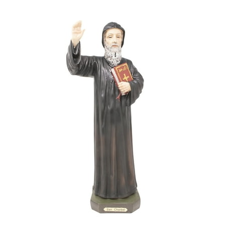 MrcjSales – Saint Charbel Resin Statue | 16 inches | Durable Craftsmanship | Inspirational Church Decor Symbolizing Faith and Devotion | Spanish Name ‘San Charbel’ Emblazoned