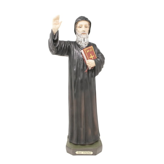 MrcjSales – Saint Charbel Resin Statue | 16 inches | Durable Craftsmanship | Inspirational Church Decor Symbolizing Faith and Devotion | Spanish Name ‘San Charbel’ Emblazoned