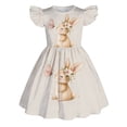 thumbnail image 4 of Easter Bunny Print Girls Dress Flutter Sleeve Party Dress For Toddler Baby Girl Floral Occasion Outfits Dresses, 4 of 4