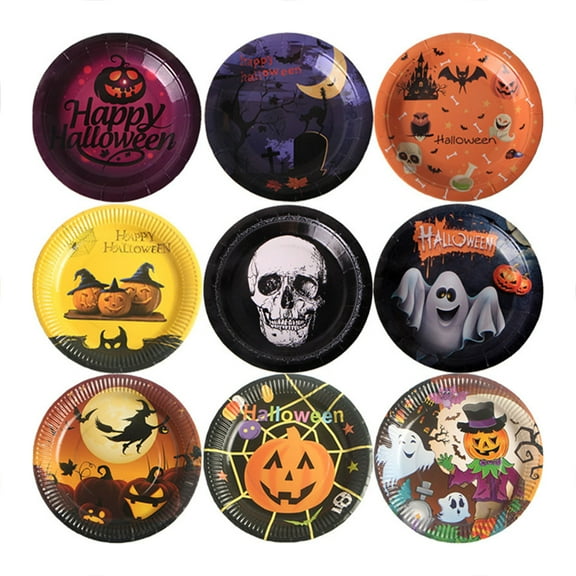 Halloween Paper Plates, 20-Pack Disposable Dessert Plates for Party Decorations