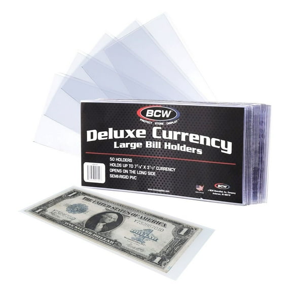 8 packs of 50 (400) BCW Deluxe Large Bill Currency Holders
