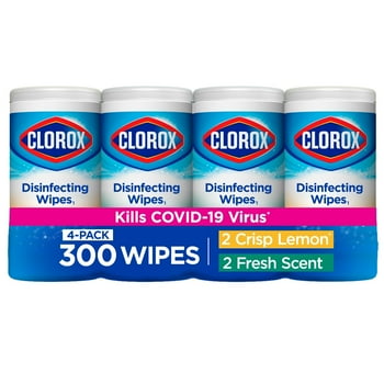 Clorox Bleach-Free Disinfecting and Cleaning Wipes, 300 Count, 4 Pack