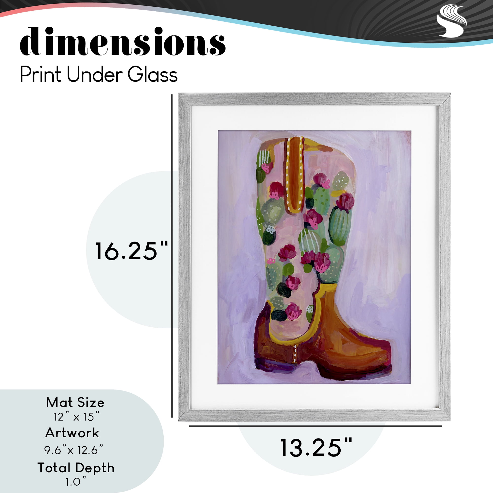 Desert Day Dream Boots Gray Framed Print Under Glass, design by Ashley Davis