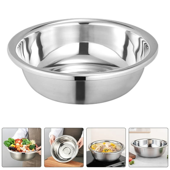 ibasenice Stainless Steel Dough Basin Large Metal Mixing Bowl for Kitchen Use Silver