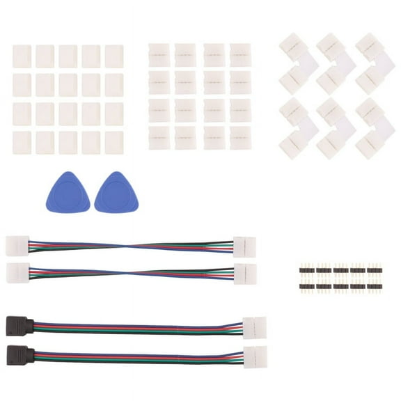 LED Strip Connector 4 Pin 10mm Solderless RGB Light Strip Connector for 5050 SMD - Gapless Connectors,L Shape Connectors