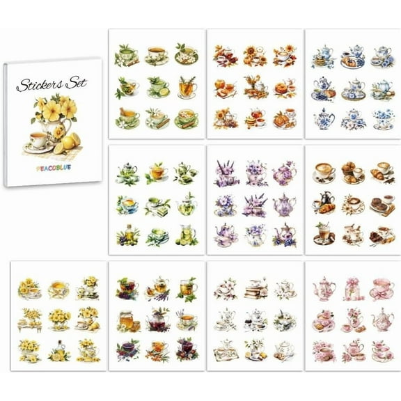 Scrapbook Sticker Book Pack for Journaling Supplies Planner 10 Sheet Drinks Pre-Cut Aesthetic Stickers Set Gift for DIY Crafts Arts Decor Laptop Women Adult