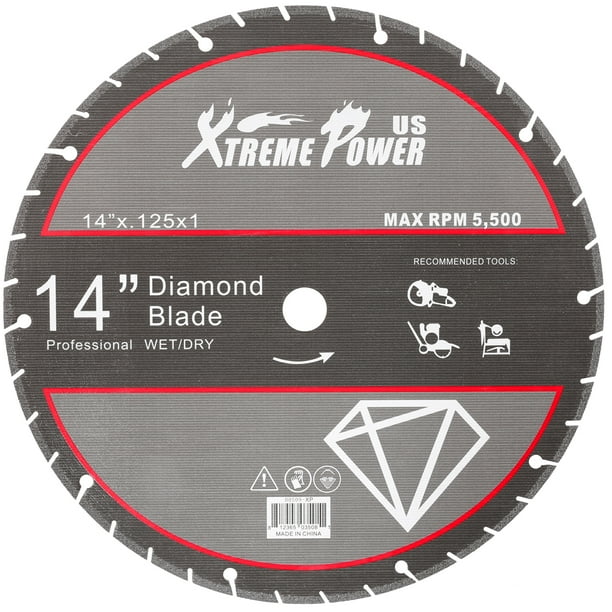 XtremepowerUS ProSeries 14" Diamond Blade Cut off Saw Blade Wheel Abrasive, 1" Arbortra Fast