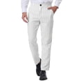 thumbnail image 1 of Lars Amadeus Men's Striped Dress Pants Straight Fit Color Block Business Stripe Trousers 38 White, 1 of 7