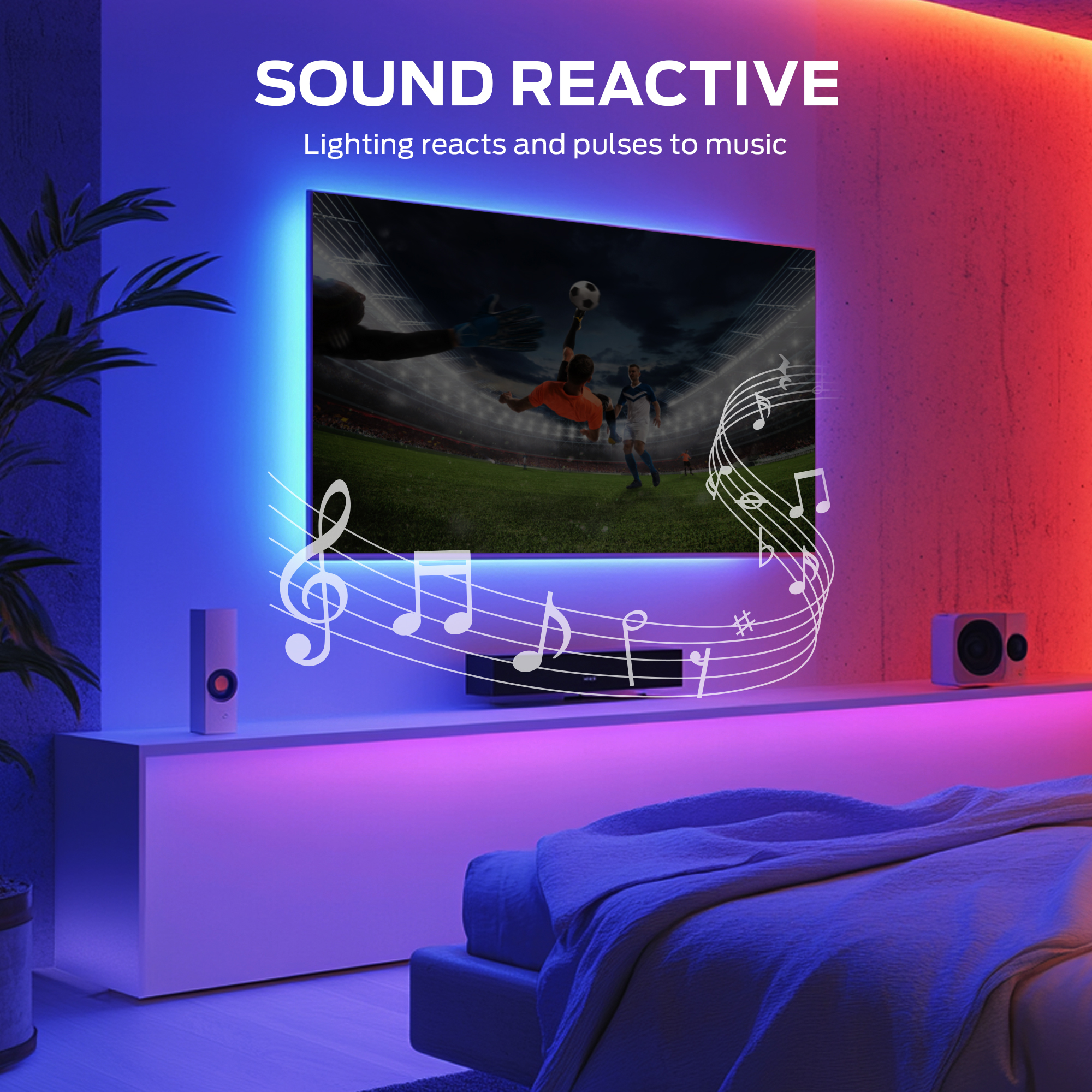 Monster 6.6ft RGB LED Strip Lights, Sound Reactive with Remote photo 6