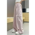thumbnail image 5 of Atogsazn Children's Boys Wide Leg Cargo Pants Kids Casual Loose Drawstring Pant Baggy Clothes with Pocket Pink 6-7 Years on Clearance, 5 of 9