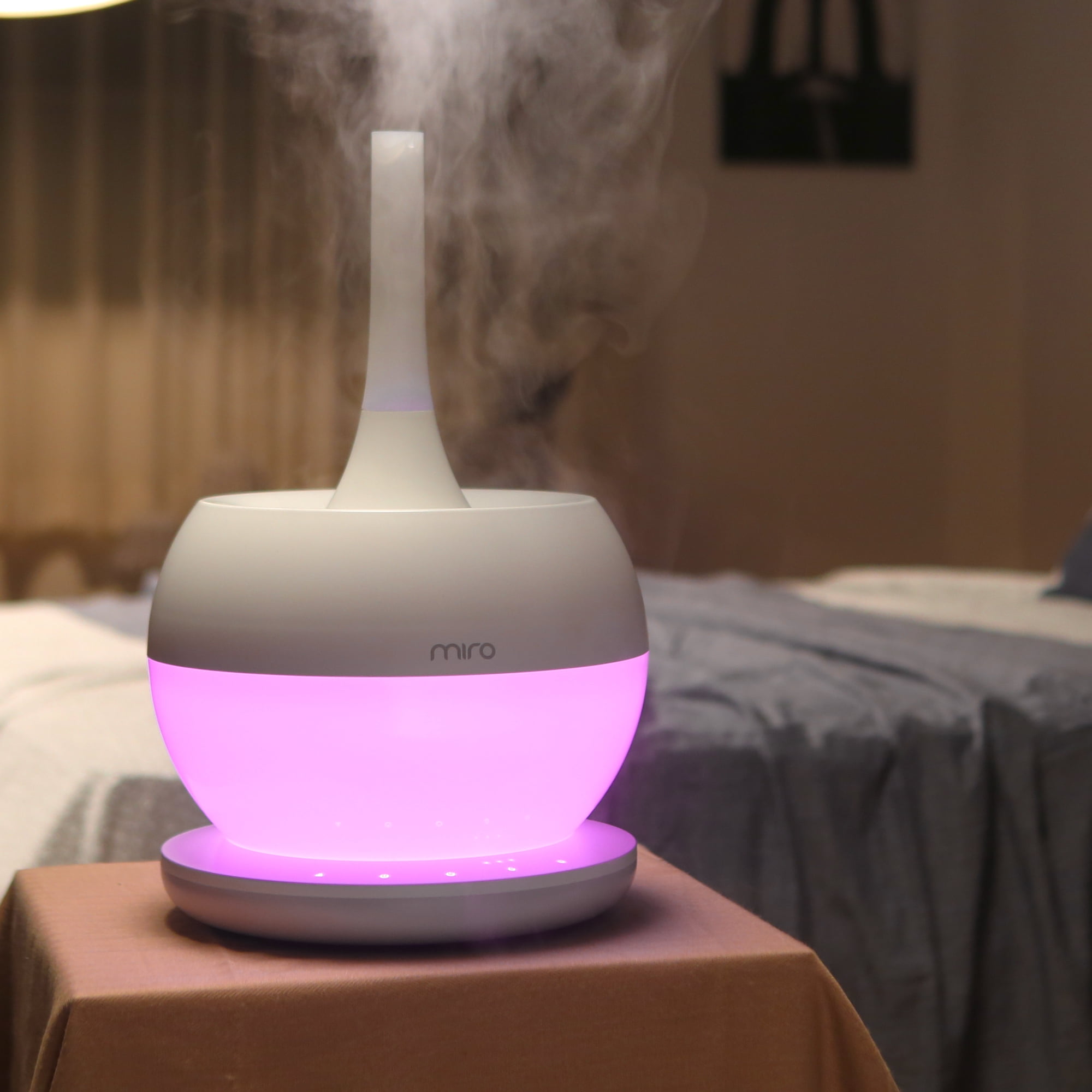 MIRO-NR08M Cream White Completely Washable Modular Sanitary Humidifier, Large Room, Easy to Clean, Easy to Use - Premium Cool-Mist Humidifier. Touch Control Colorful LEDs, Powerful humidification