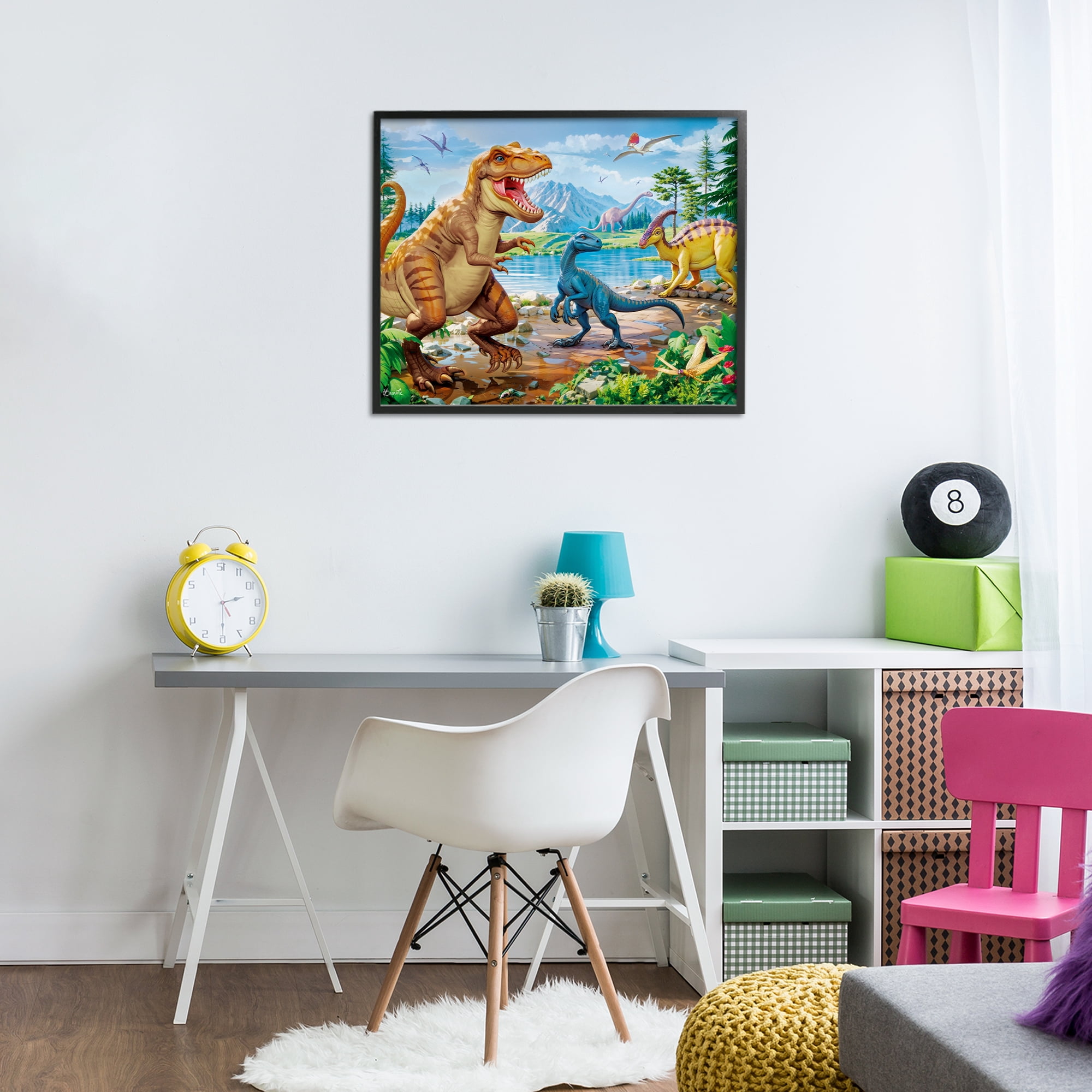 Stupell Industries Lush Jurassic Lakeside Black Framed Giclee Art, design by Henriette Chinaglia