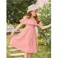 thumbnail image 4 of Arshiner Girls Summer Floral Ruffle Sundress Cold Shoulder Casual Holiday Dresses, 4 of 6