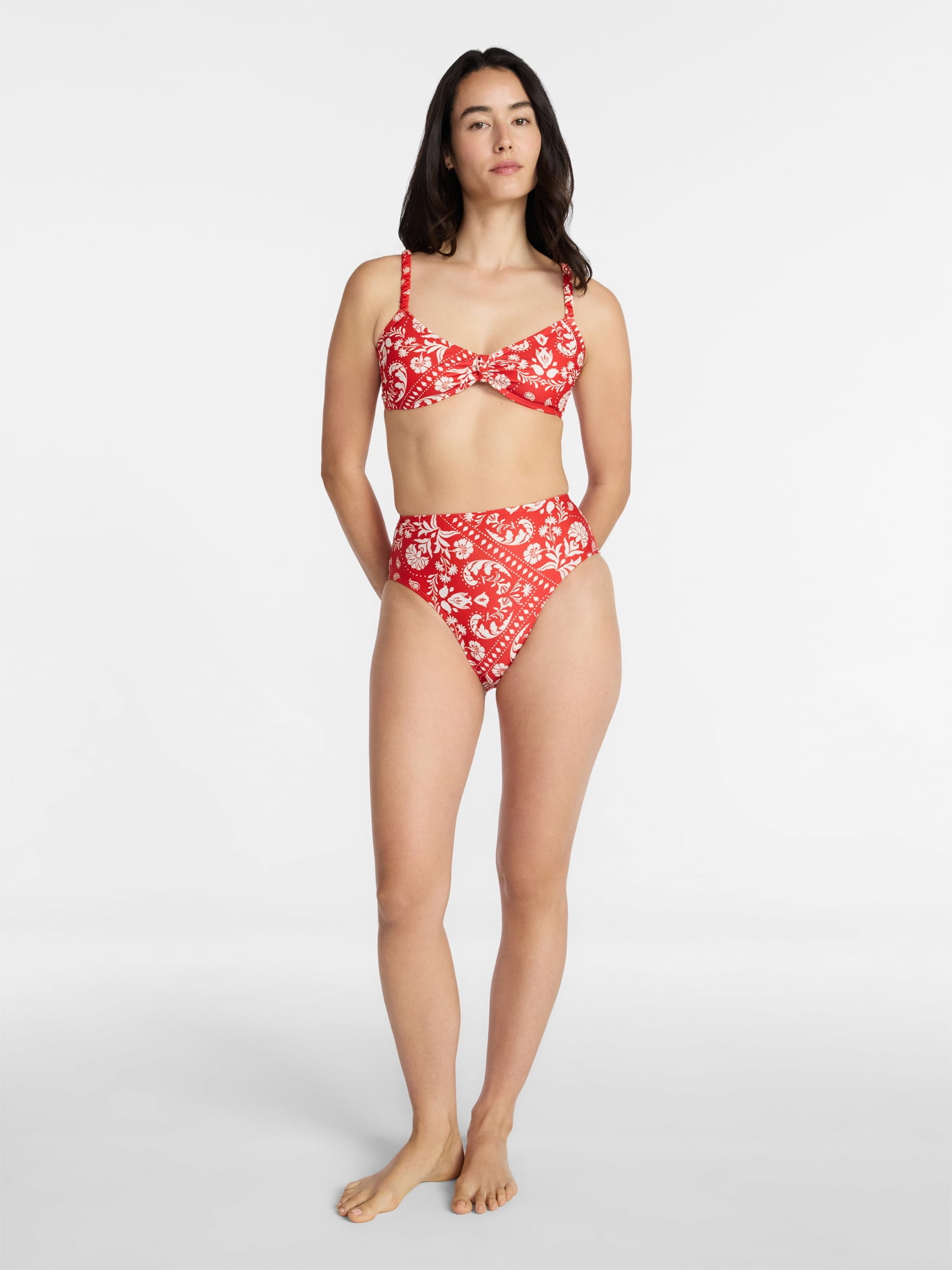 Time and Tru Women's and Women's Plus Knot Front Bralette Bikini Top, Sizes XS-3X