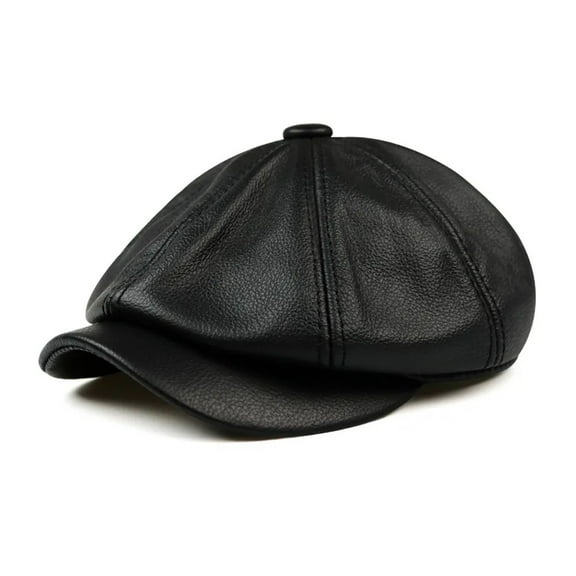 Hats Men Winter Genuine Leather Warm Cap Male Beret Painter Boina Cowhide Octagonal Casquette Streetwear ,Soft Touch