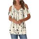 thumbnail image 1 of Tops de Hombro para las Mujeres Blusa de Impresión de Verano de Manga Corta con Cuello en V Top de Moda, Estante Ligero de Algodón de Imitación para el Uso Informal, 1 of 6